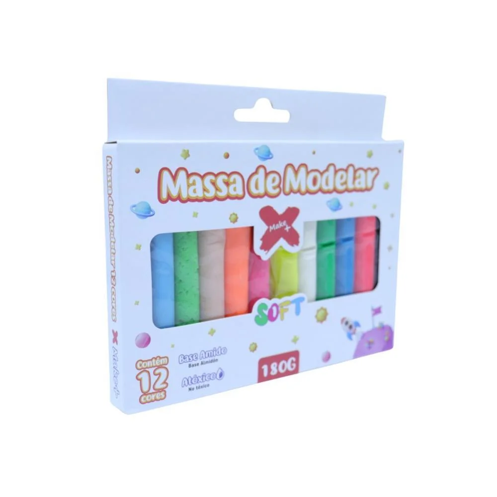 Massa Para Modelar Fofa 12 Cores 180G Make+ (Pct.c/06)