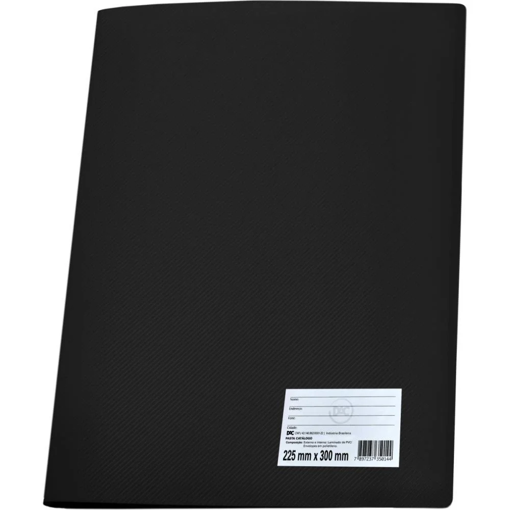 Pasta Catalogo A4 10 Env. Finos Preta Dac (Pct.c/10)