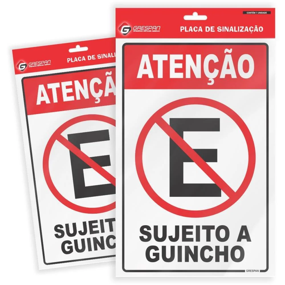 Placa De Sinalizacao Proibido Estacionar 16X25Cm Grespan (Pct.c/05)
