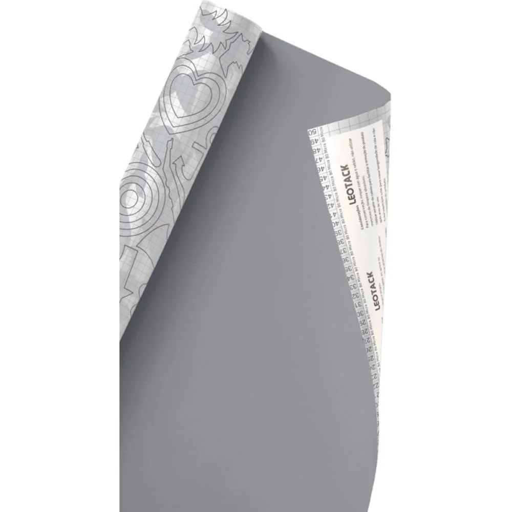 Plastico Adesivo 45Cmx10M Cinza 0,80 Leonora (Rolo)