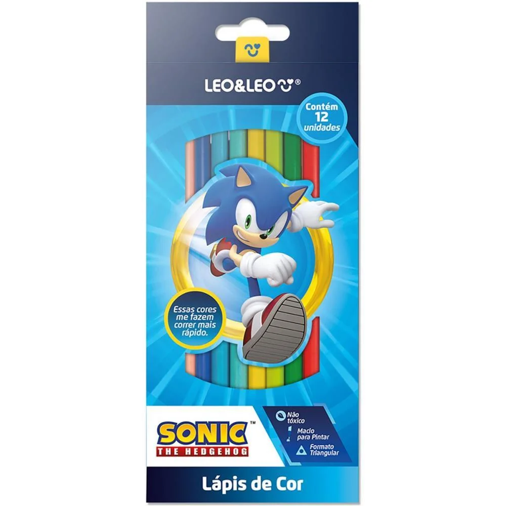 Lapis De Cor Triangular Sonic 12 Cores Leonora (Estojo)