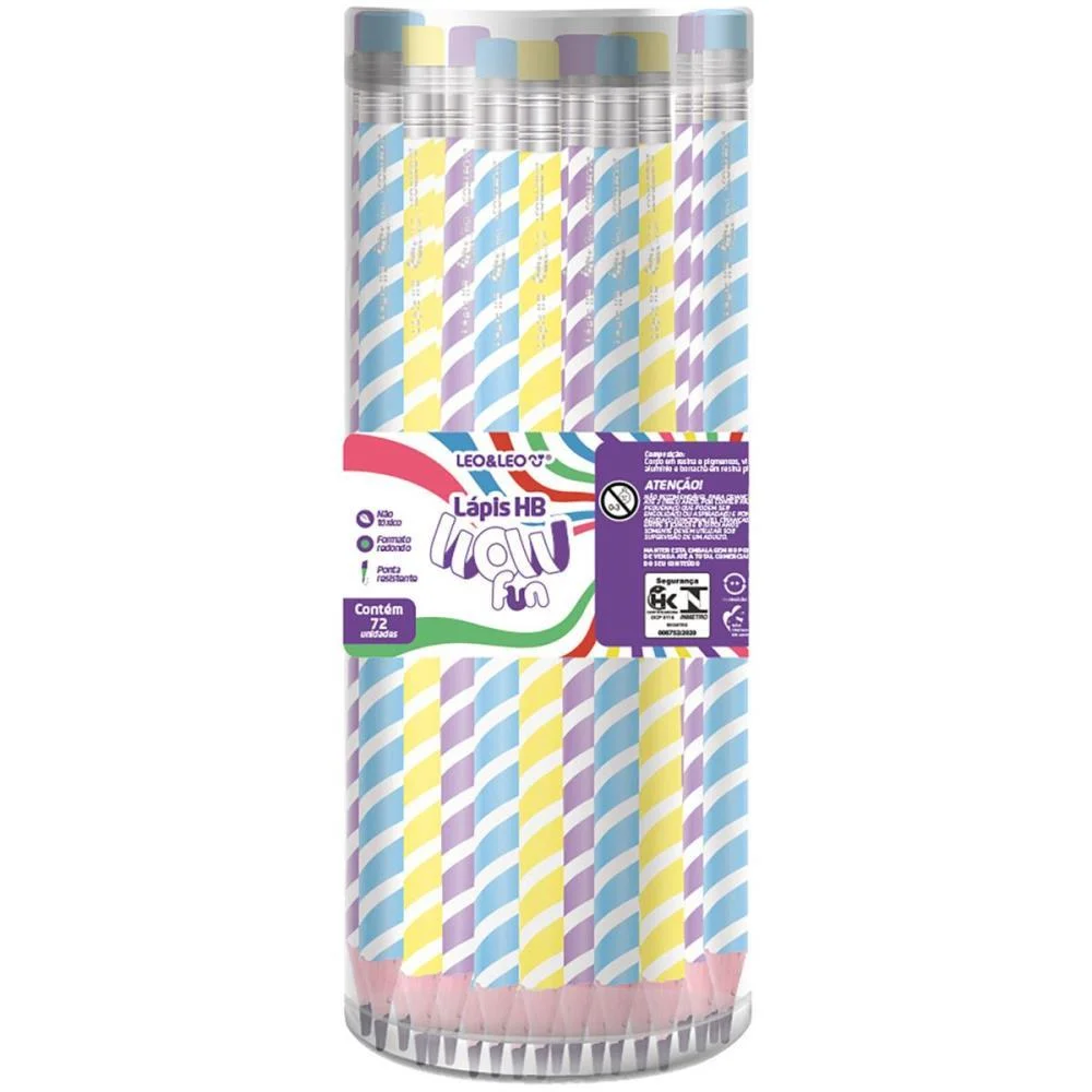Lapis Preto Redondo Decorado Wow Fun Hb C/Borracha (S) Leonora (Pote-72)