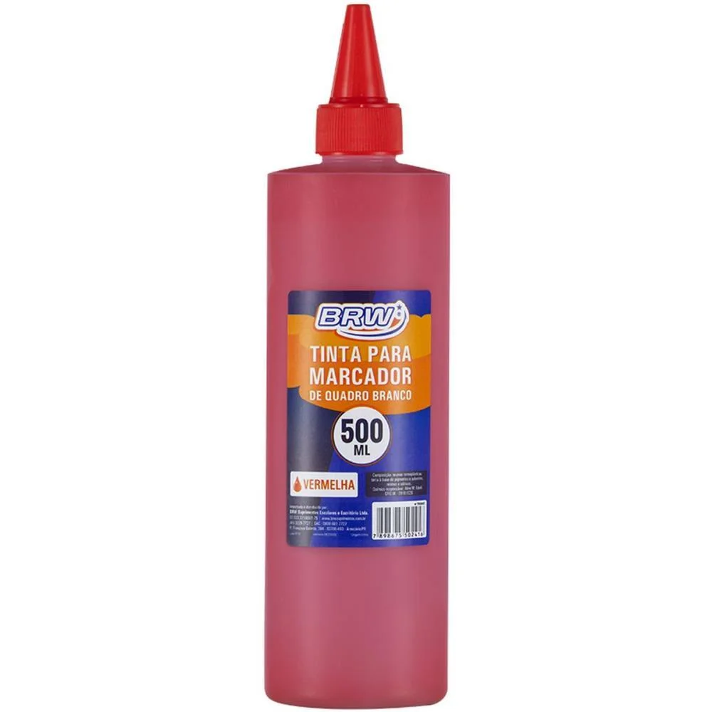 Tinta Marcador Quadro Branco Reabastecedor Vermelho 500Ml Brw