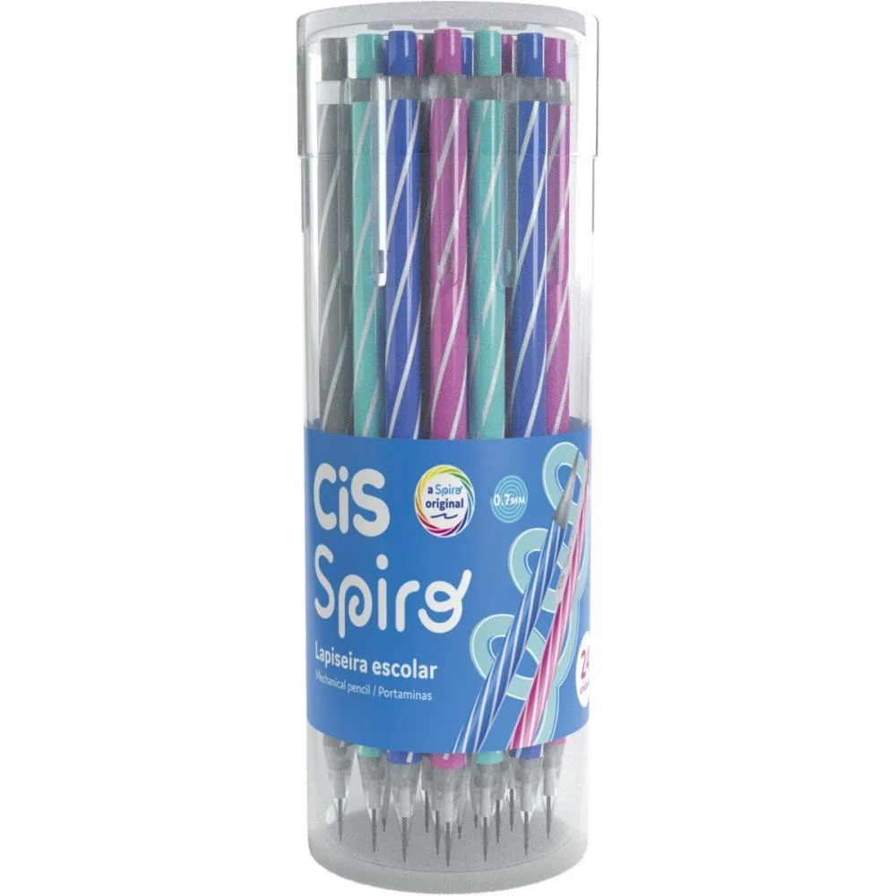 Lapiseira 0.7Mm Cis Spiro Cores Sortidas Sertic (Pote-24)