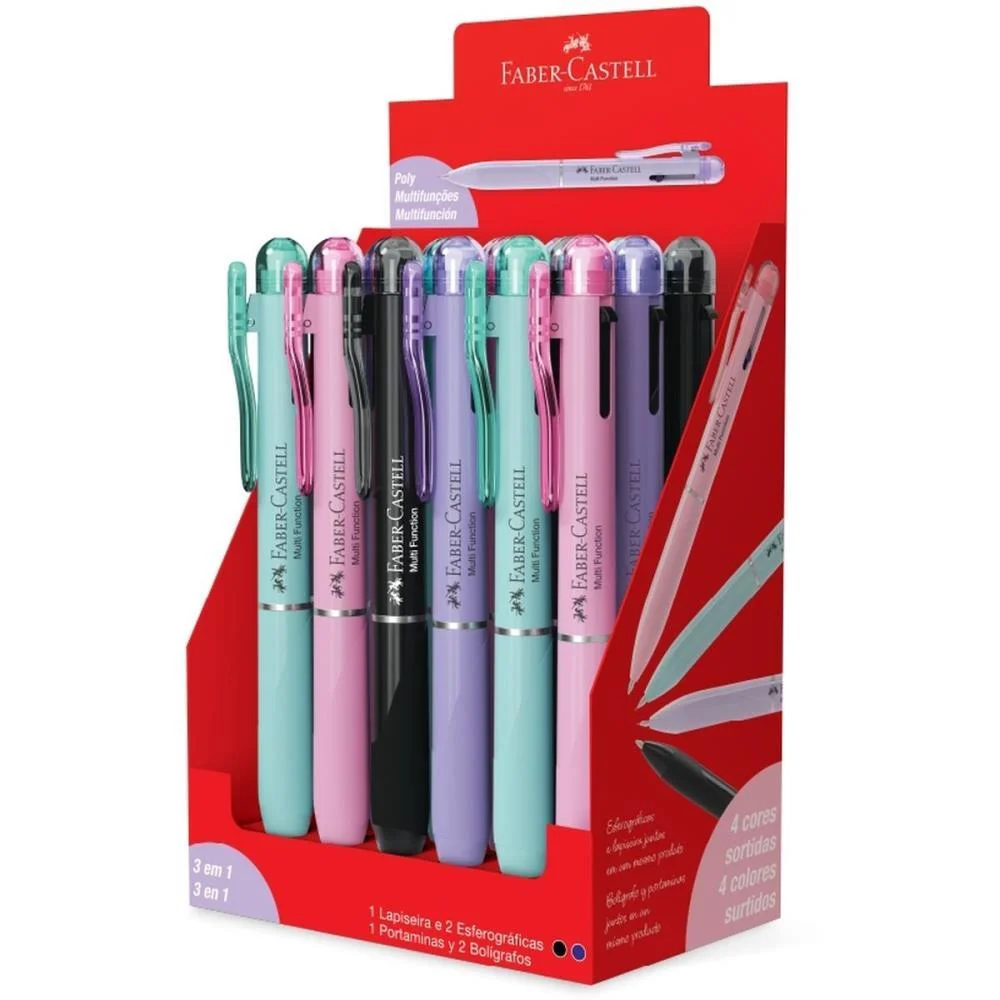 Lapiseira 0.7Mm Poly Lapiseira/Caneta 3Em1 Mix Faber-Castell C/ 18 Unidades