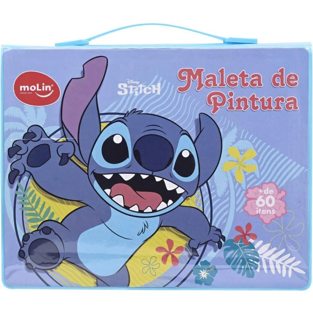 Maleta Para Pintura Stitch Plast. 64 Itens Molin