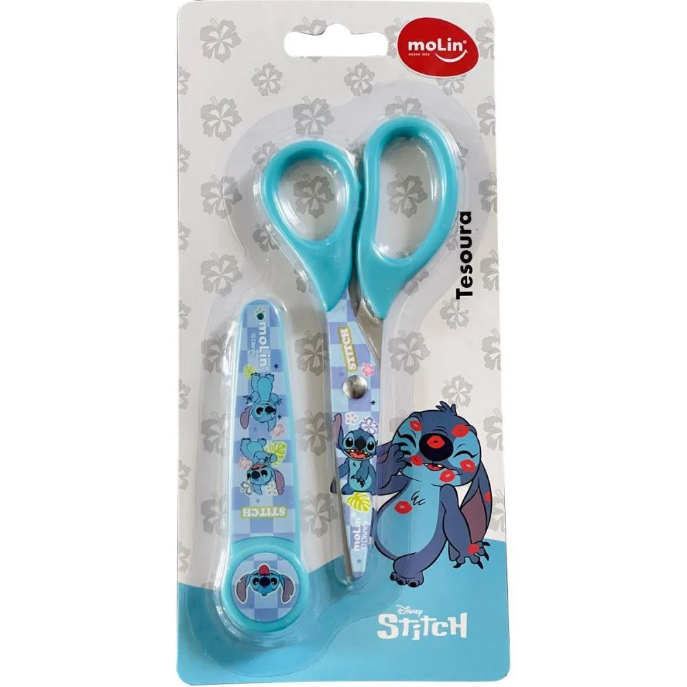 Tesoura Escolar Stitch 13Cm. 2 Modelos Molin (Blister)
