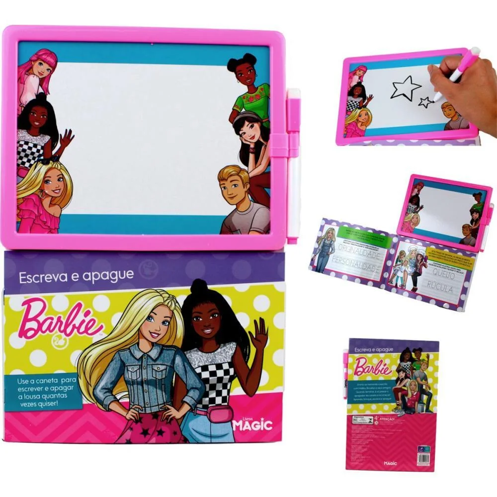 Livro Brinquedo Ilustrado Lousa Escreve E Apaga Barbie Magic Kids