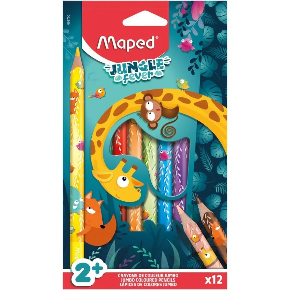 Lapis De Cor Jumbo Jungle Fever 12 Cores Maped (Pct.c/06)