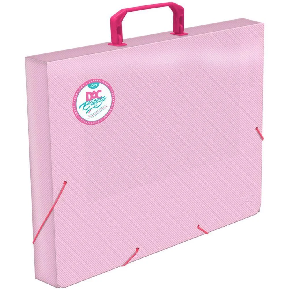 Maleta Plastica Com Alca Breeze Rosa Oficio 40Mm Dac
