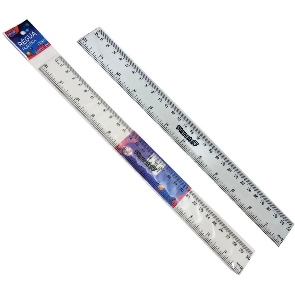 Regua De Poliestireno Cristal 30Cm C/Emb.individual V.m.p. (Pct.c/10)