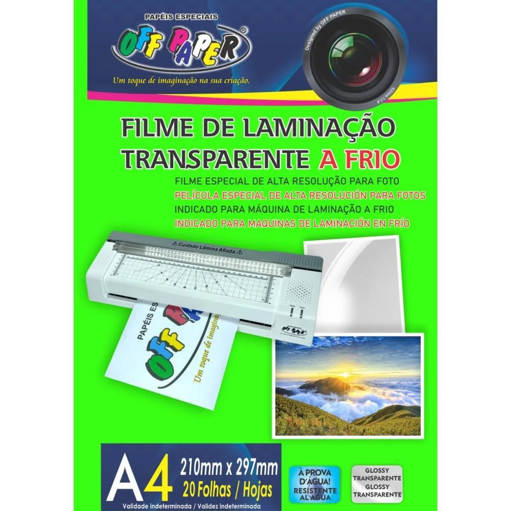 Plastico Para Plastificacao Filme A4 Transp.laminacao Frio Off Paper (Pct.c/20)