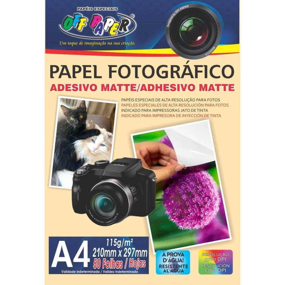 Papel Fotografico Inkjet A4 Matte Adesivo 115G. Off Paper (Pct.c/50)