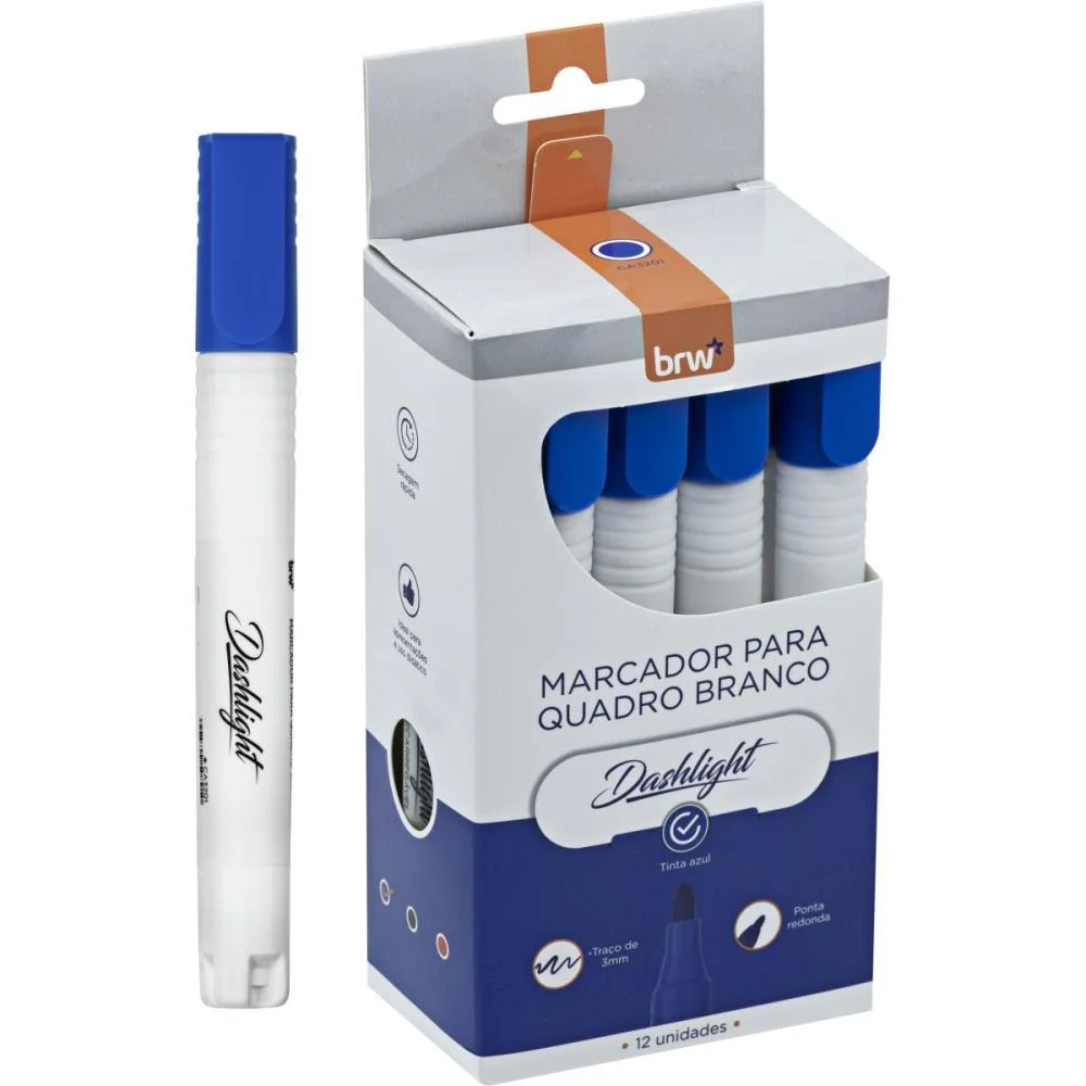Pincel Quadro Branco Dashligth Azul Brw (Cx.c/12)