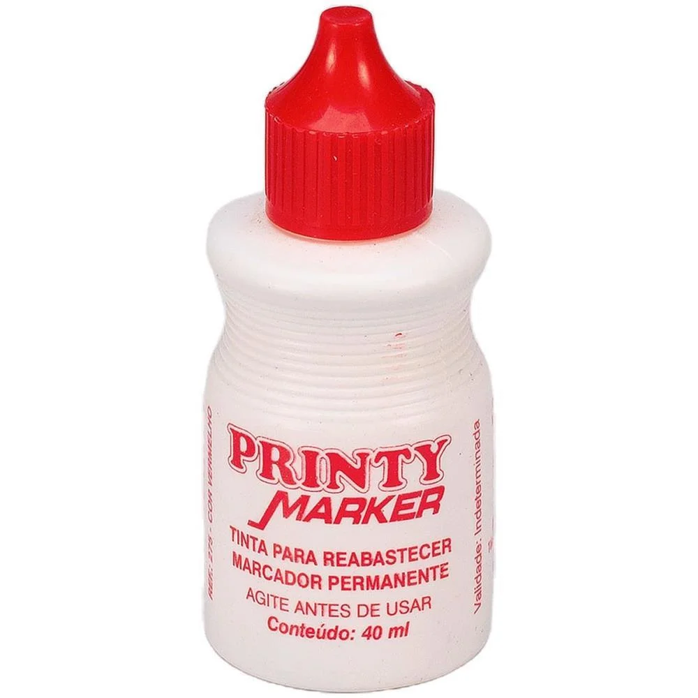 Tinta Marcador Permanente Reabastecedor 040Ml Vermelho Carbrink (Cx.c/12)