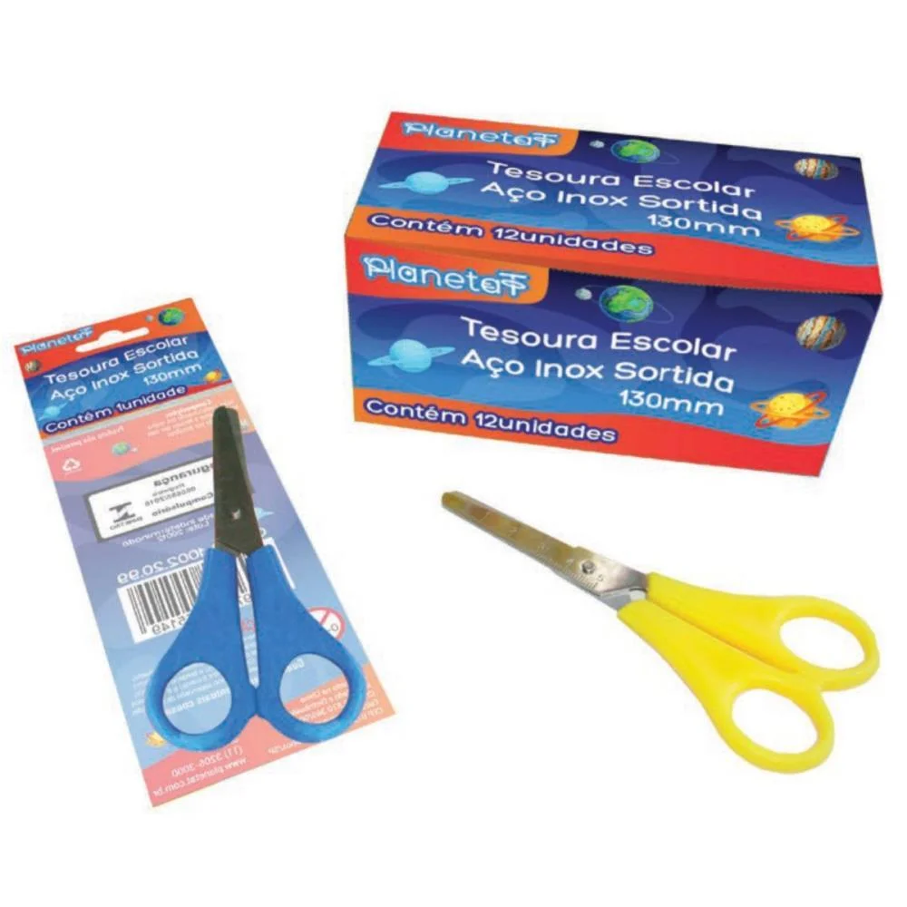 Tesoura Escolar 13Cm Inox (S) V.m.p. (Cx.c/12)