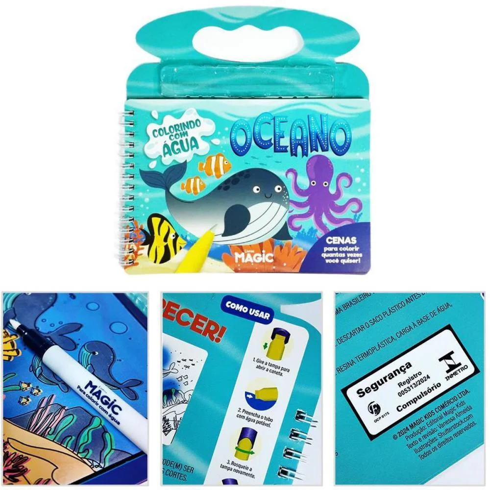 Livro Aquabook Oceano 10Pgs 21,5X20Cm Magic Kids