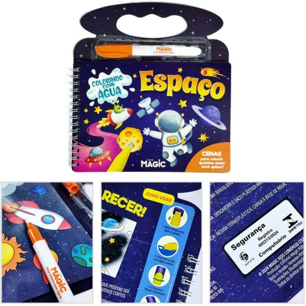 Livro Aquabook Espaco 10Pgs 21,5X20Cm Magic Kids