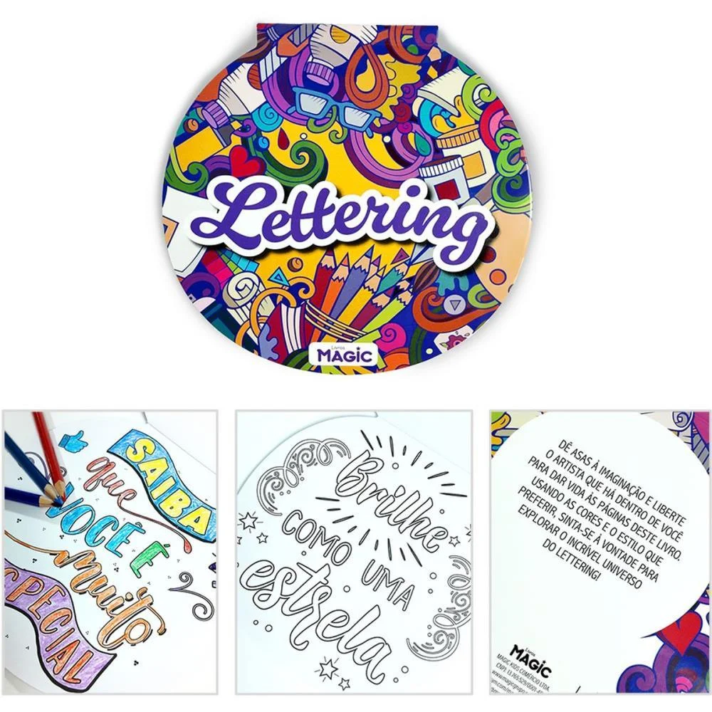 Livro De Colorir Lettering 24Pgs 17,5Cm Magic Kids
