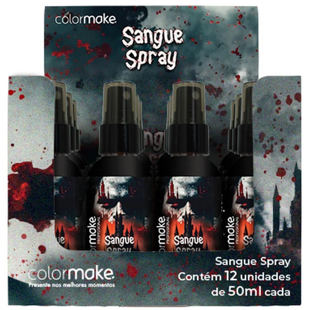 Pintura Facial Sangue Spray Artificial 60Ml. Colormake C/ 12 Unidades