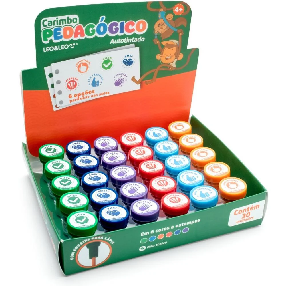 Carimbo Pedagogico 6 Modelos Sortidos Leonora C/ 30 Unidades
