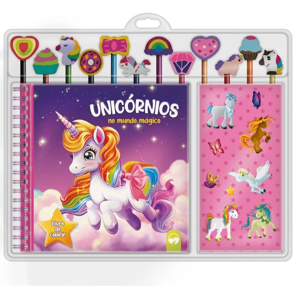 Livro Brinquedo Ilustrado Kit Lapis+Borracha Unicornios Vale Das Letras