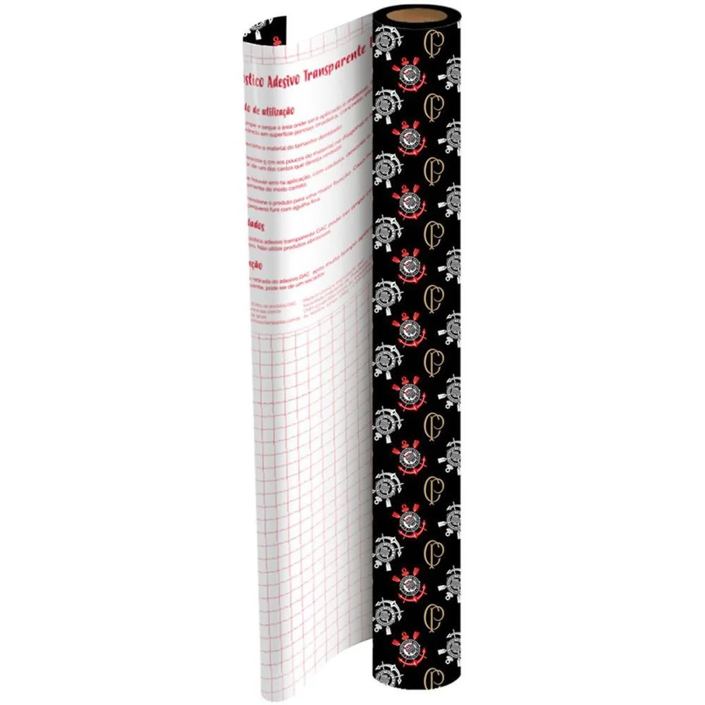 Plastico Adesivo 45Cmx10M Corinthians Pp 0,08Mm Dac (Rolo)