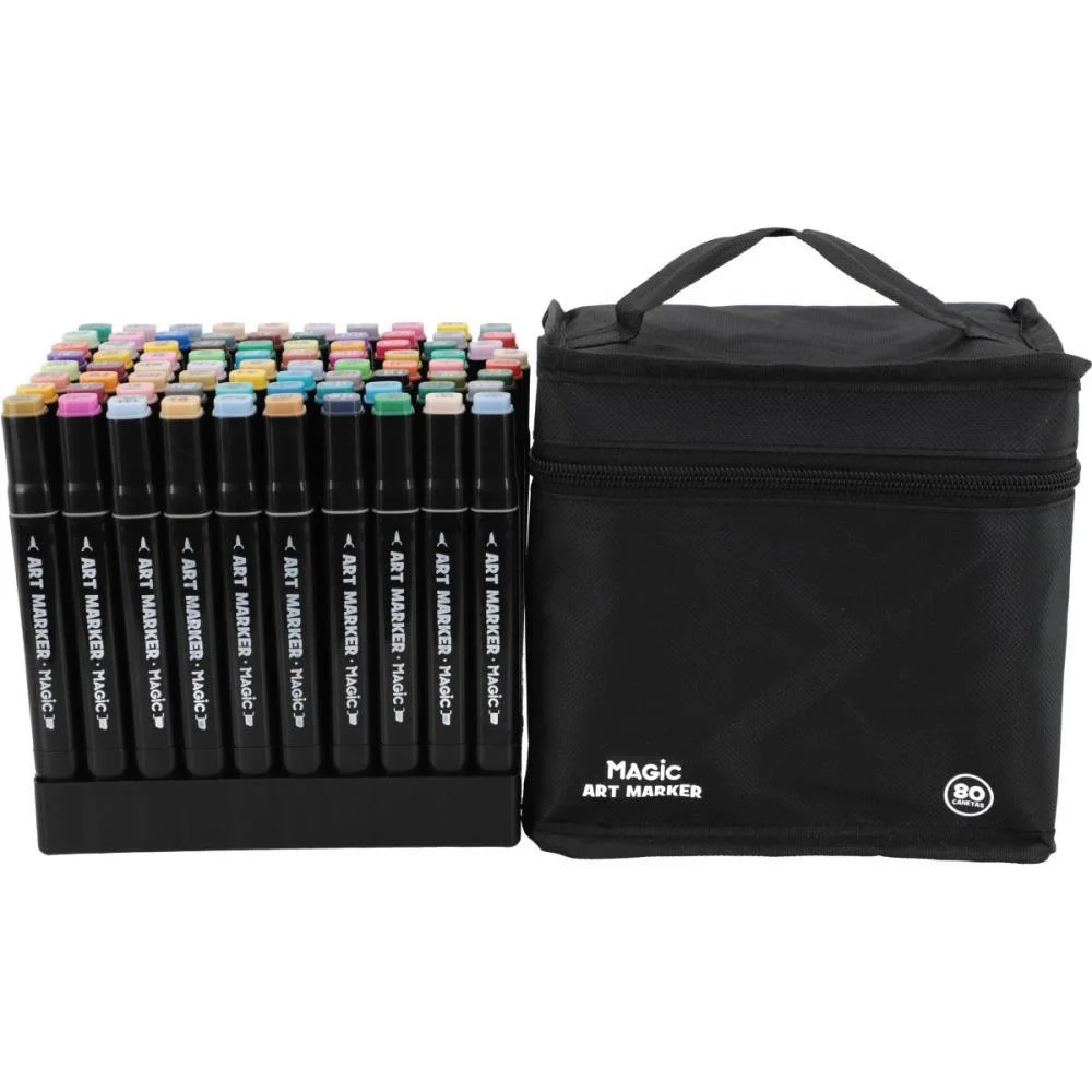 Marcador Artistico Art Marker 80 Cores C/Bolsa Magic Kids