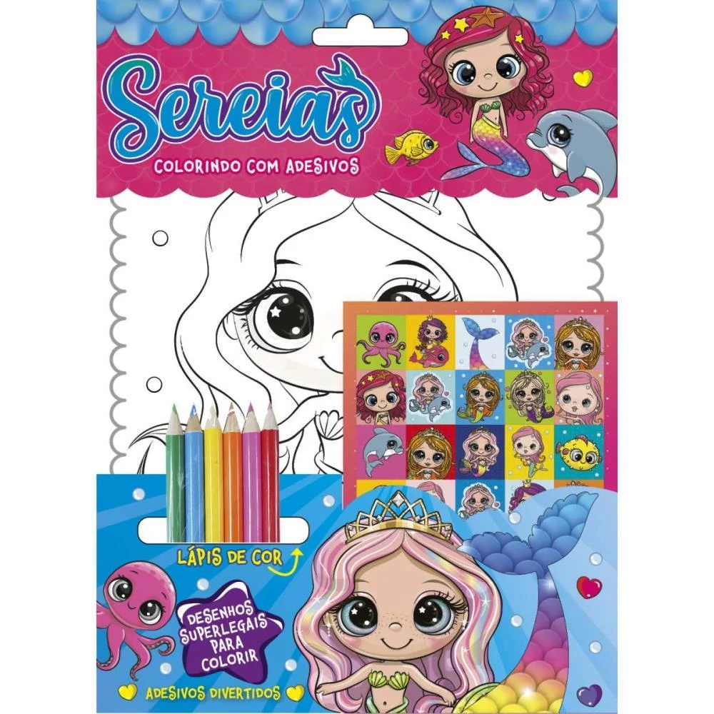 Livro Infantil Colorir Colorindo C/Adesivos Sereias Online Editora
