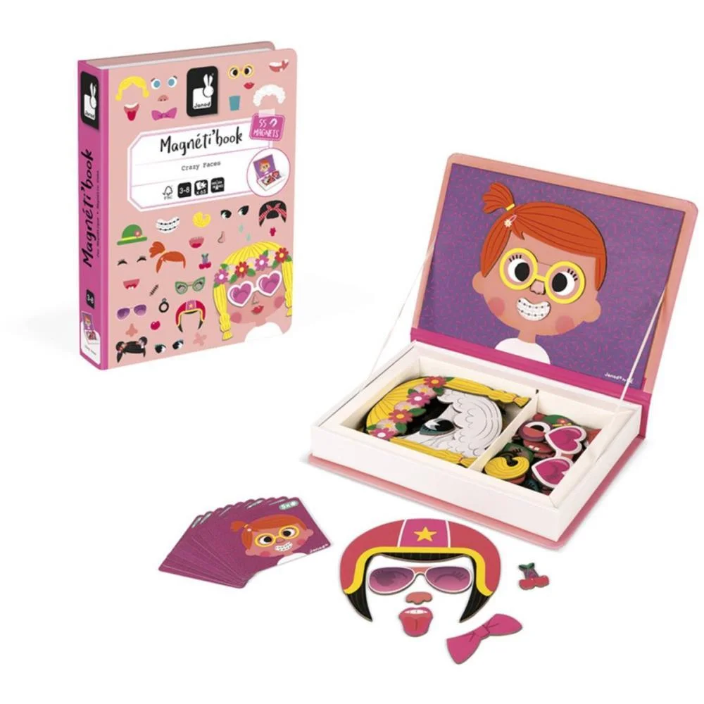 Livro Magnetico Infantil Crazy Faces Meninas 65 Pecas Maped
