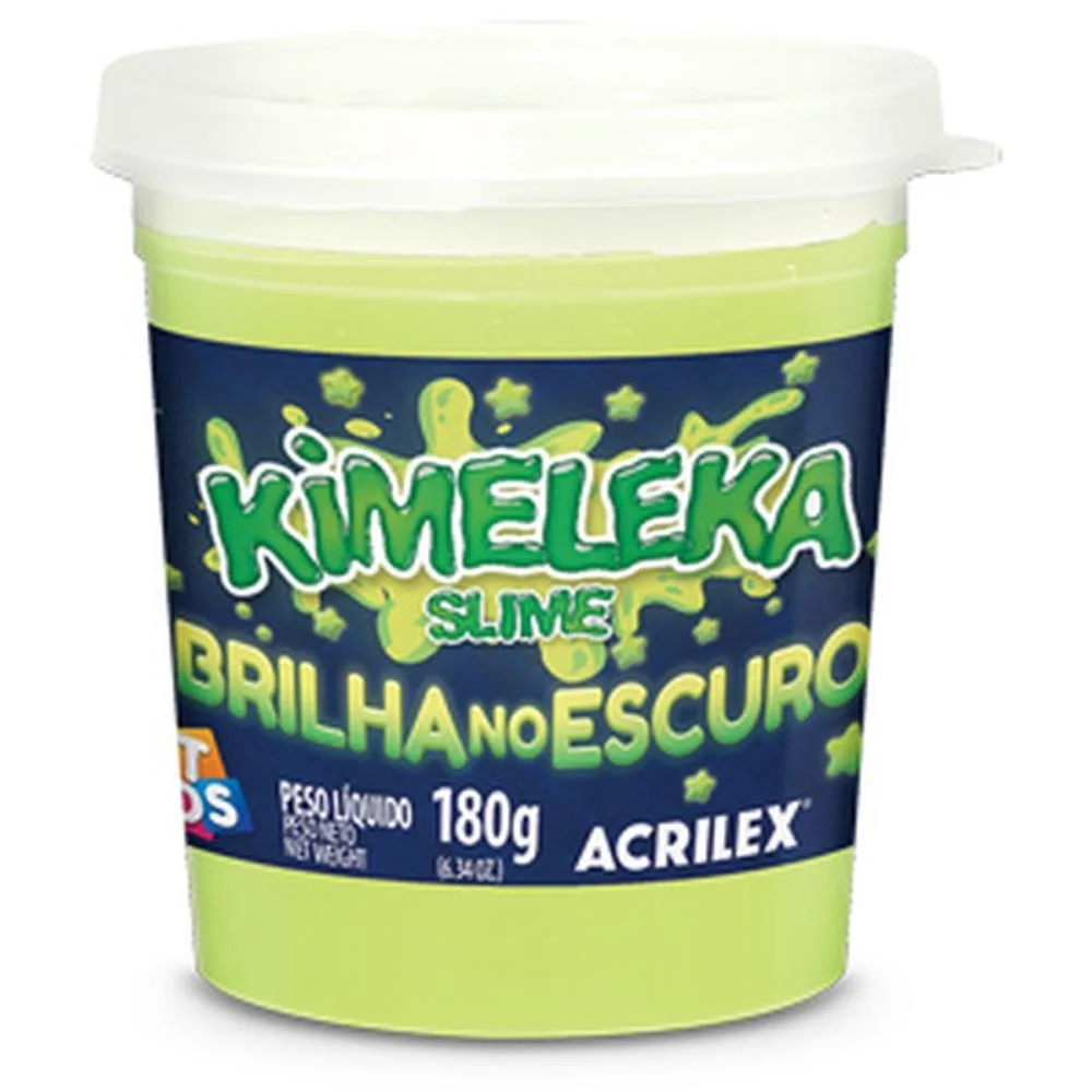 Slime Kimeleka Glow The Dark Brilha Acrilex C/ 6 Unidades