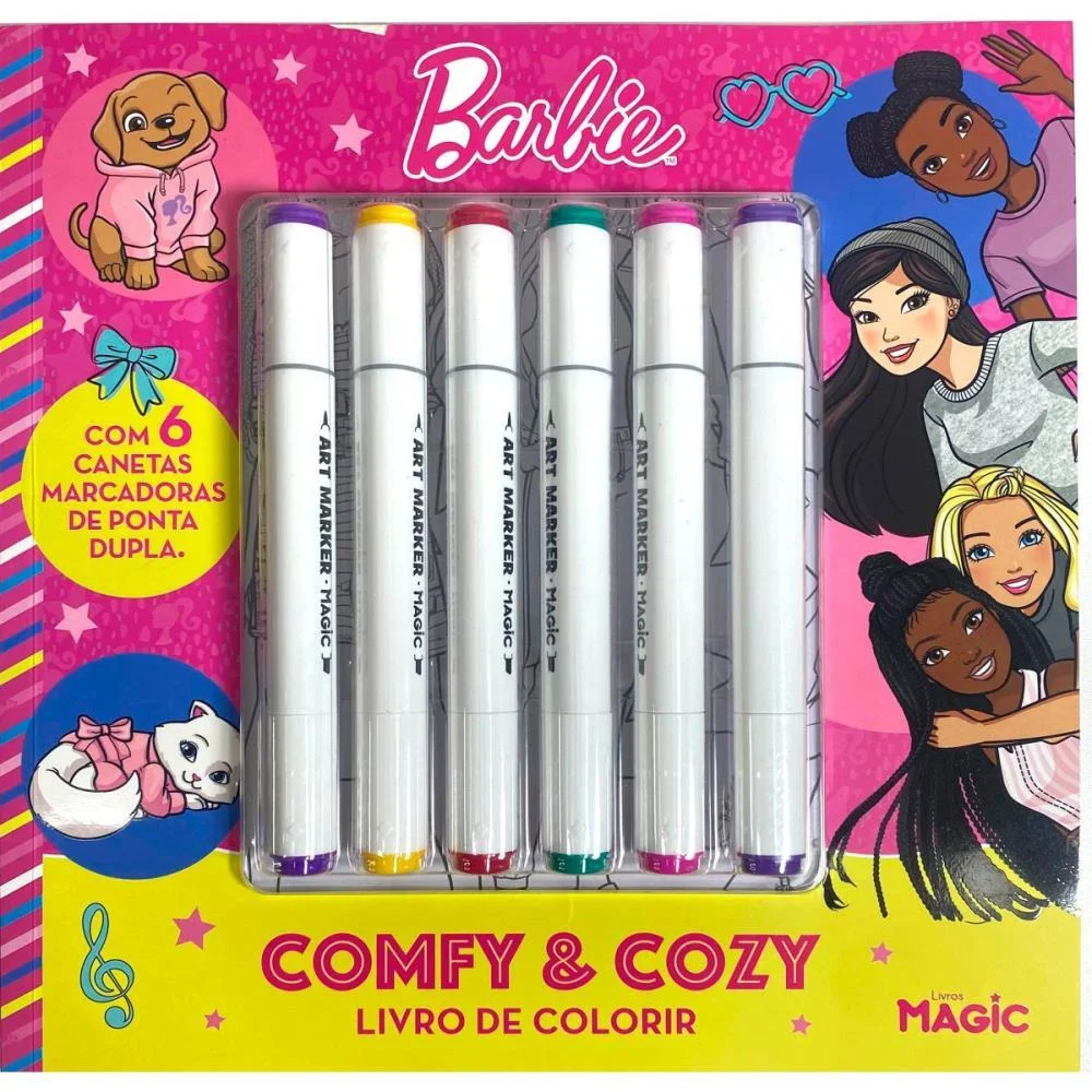 Livro De Colorir Barbie C/6Canetinhas Magic Kids
