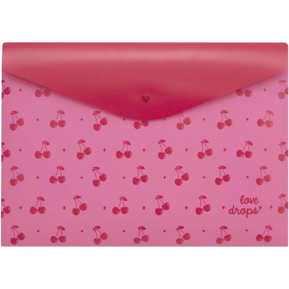 Pasta Envelope A4 Cereja C/Botao Polibras (Pct.c/05)