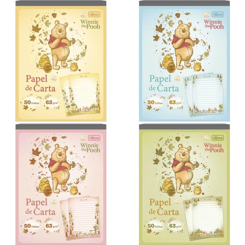 Papel De Carta Decorado Pooh Bloco 50Fls 63G Tilibra (Pct.c/08)