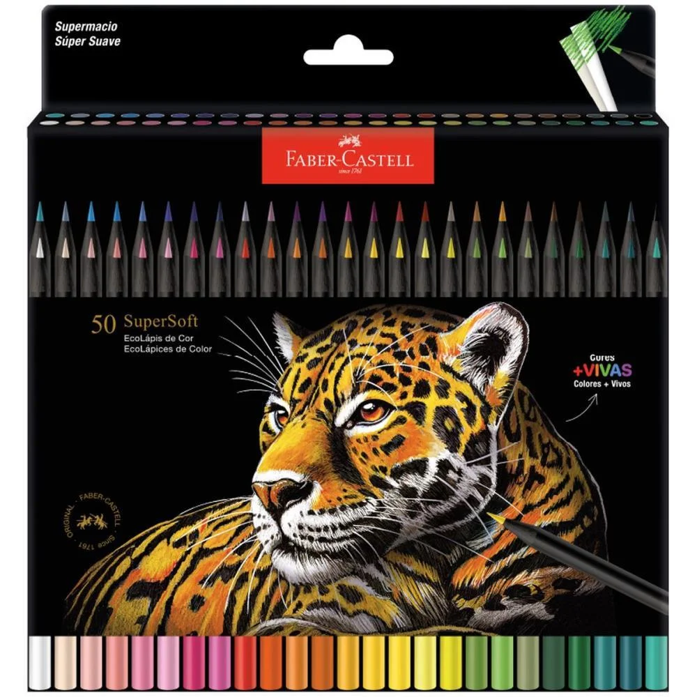 Lapis De Cor Redondo Supersoft 50 Cores Faber-Castell (Pct.c/03)