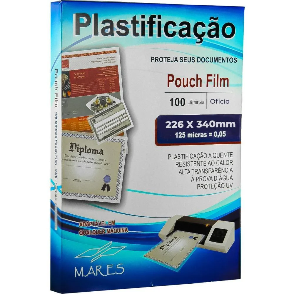 Plastico Para Plastificacao Pouch Film Oficio 226X340 0,05 Mares (Conj/100)