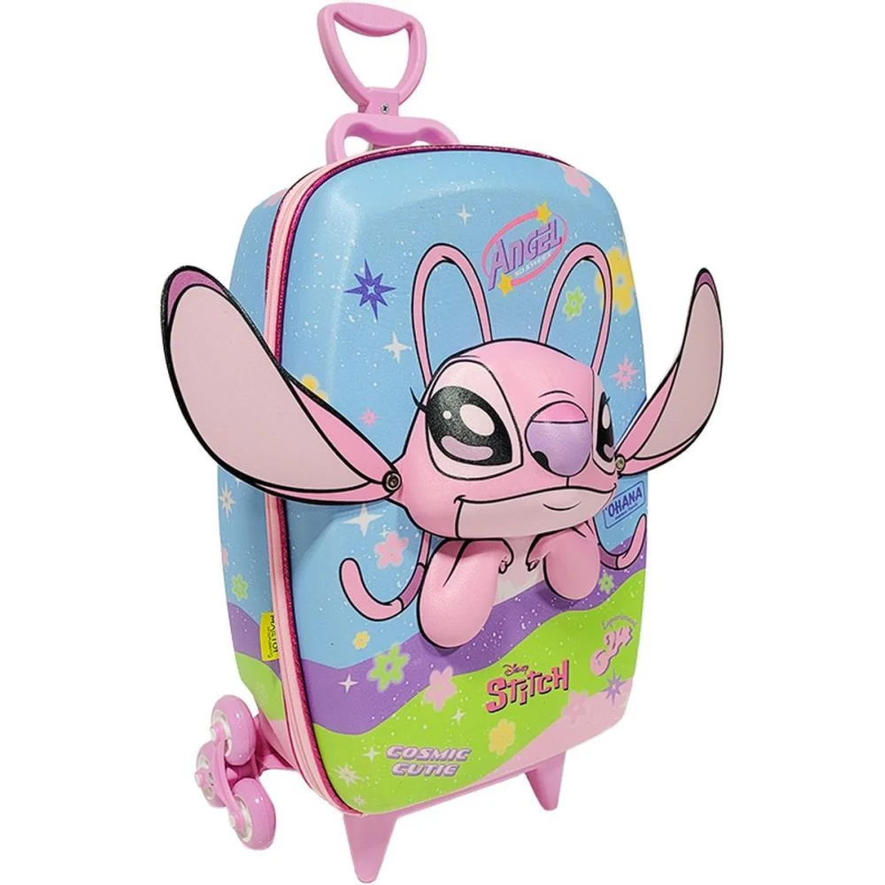Mochila Infantil Com Rodinha Stitch Angel Maxtoy