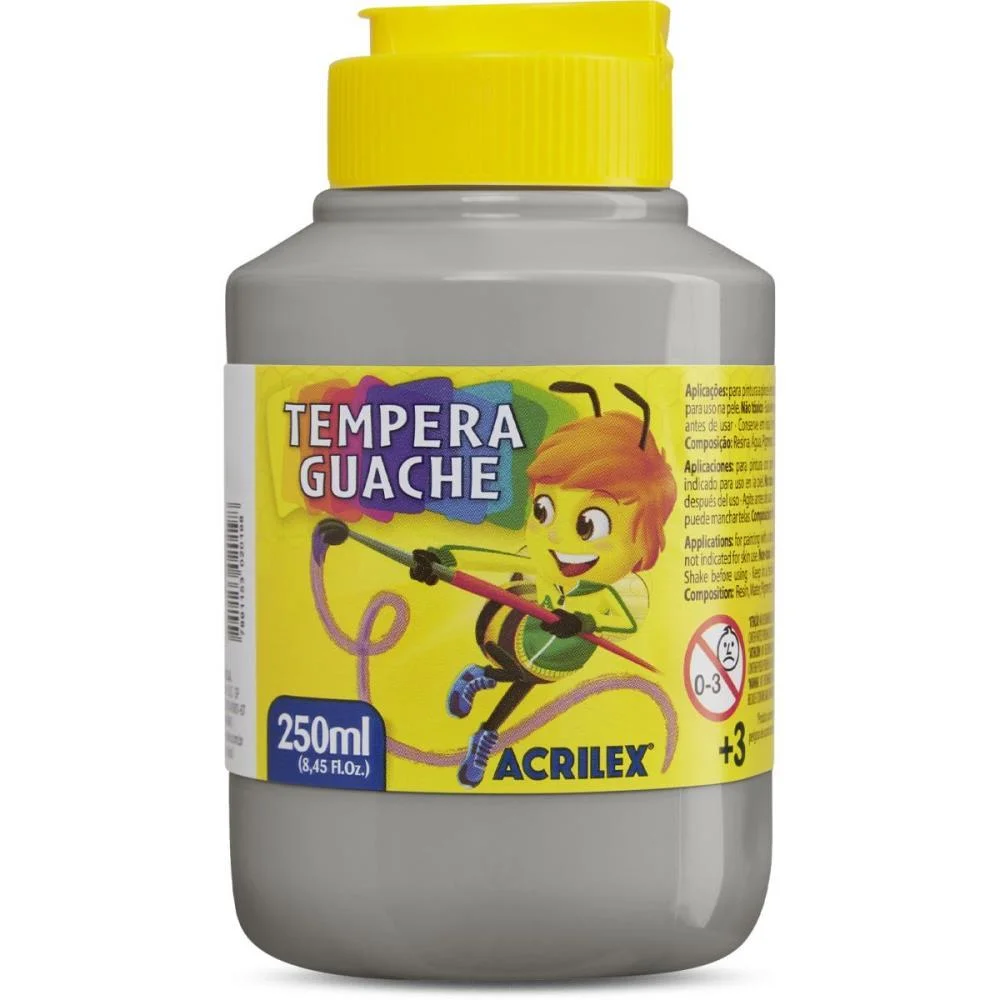 Tinta Guache 250Ml Cinza Acrilex (Pct.c/03)