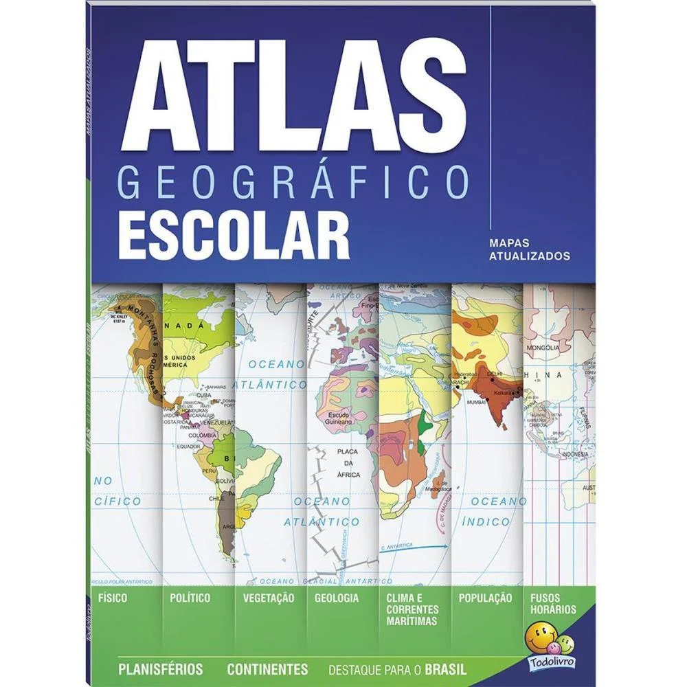 Livro Atlas Geografico Escolar 20X27 68Pg Todolivro