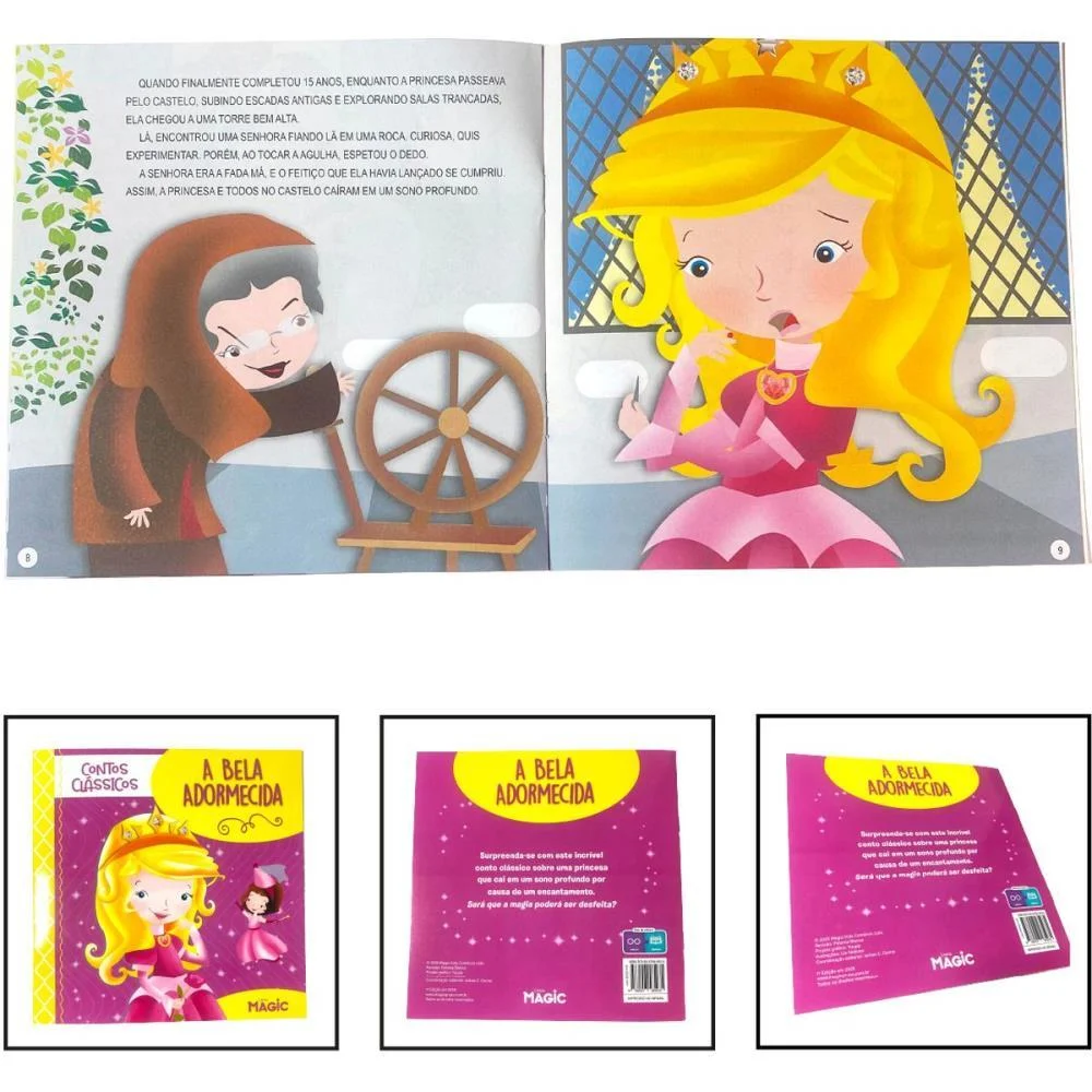 Livro Infantil Ilustrado Bela Adormecida 12Pgs 20X20 Magic Kids