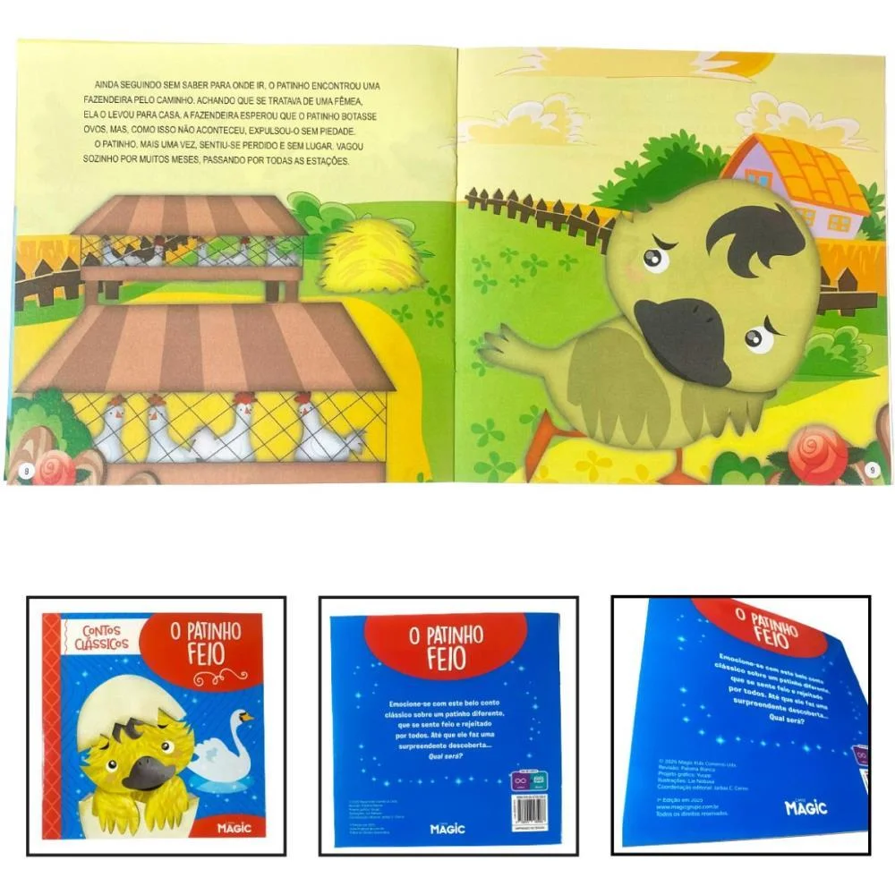 Livro Infantil Ilustrado O Patinho Feio 12Pgs 20X20Cm Magic Kids