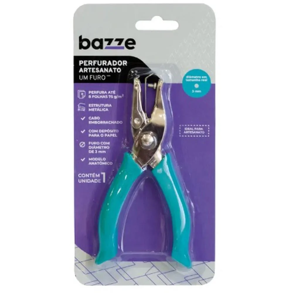Perfurador De Papel 1 Furo Bazze Emborrachado P/8Fls Summit (Blister)