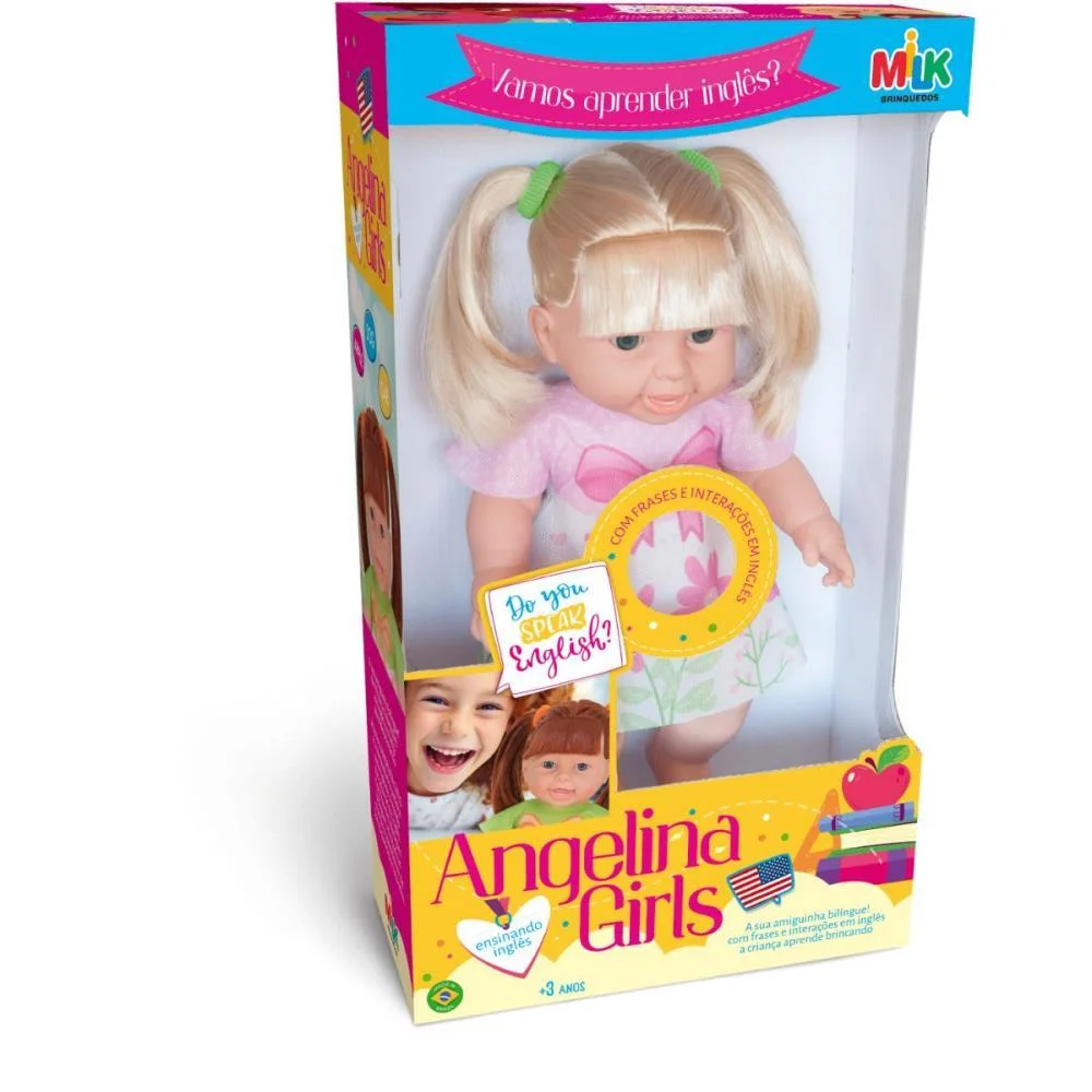 Boneca Com Mecanismo Angelina Aprendendo Ingles 33C Milk