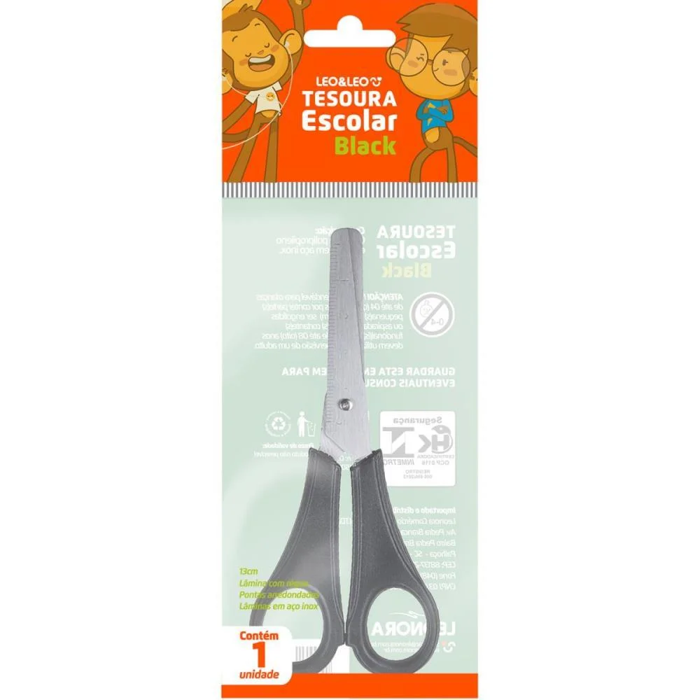 Tesoura Escolar Black 13Cm Leonora (Cx.c/60)