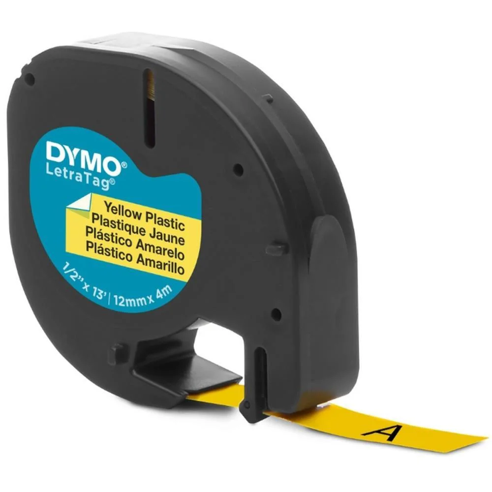 Fita Para Rotulador Eletronico 12Mmx4Mts Poliester Pto/Amarel Imex