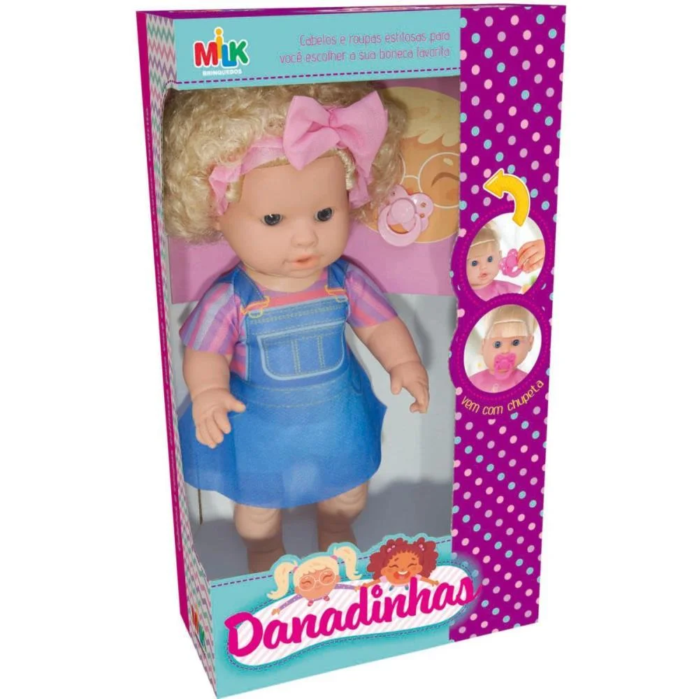 Boneca Danadinha Loira Cab.crespo 33C Milk
