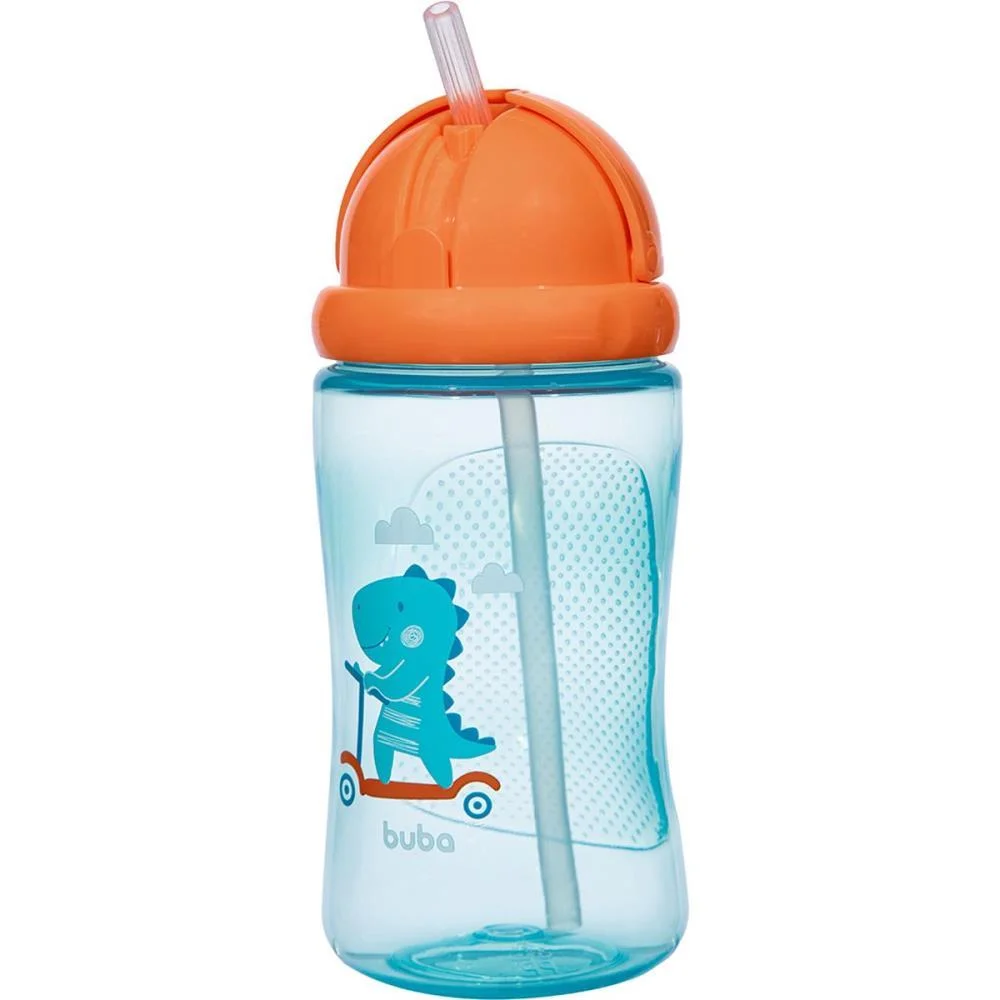Garrafa Plástica Dino Patinete Azul 400Ml. Retr Buba