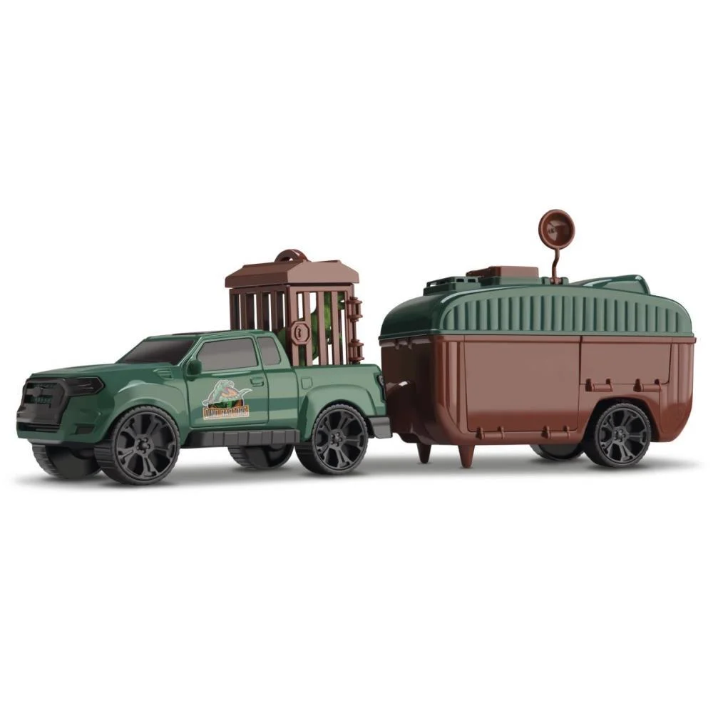 Carrinho Dino Raptors Trailer C/2 Dinos Orange Toys