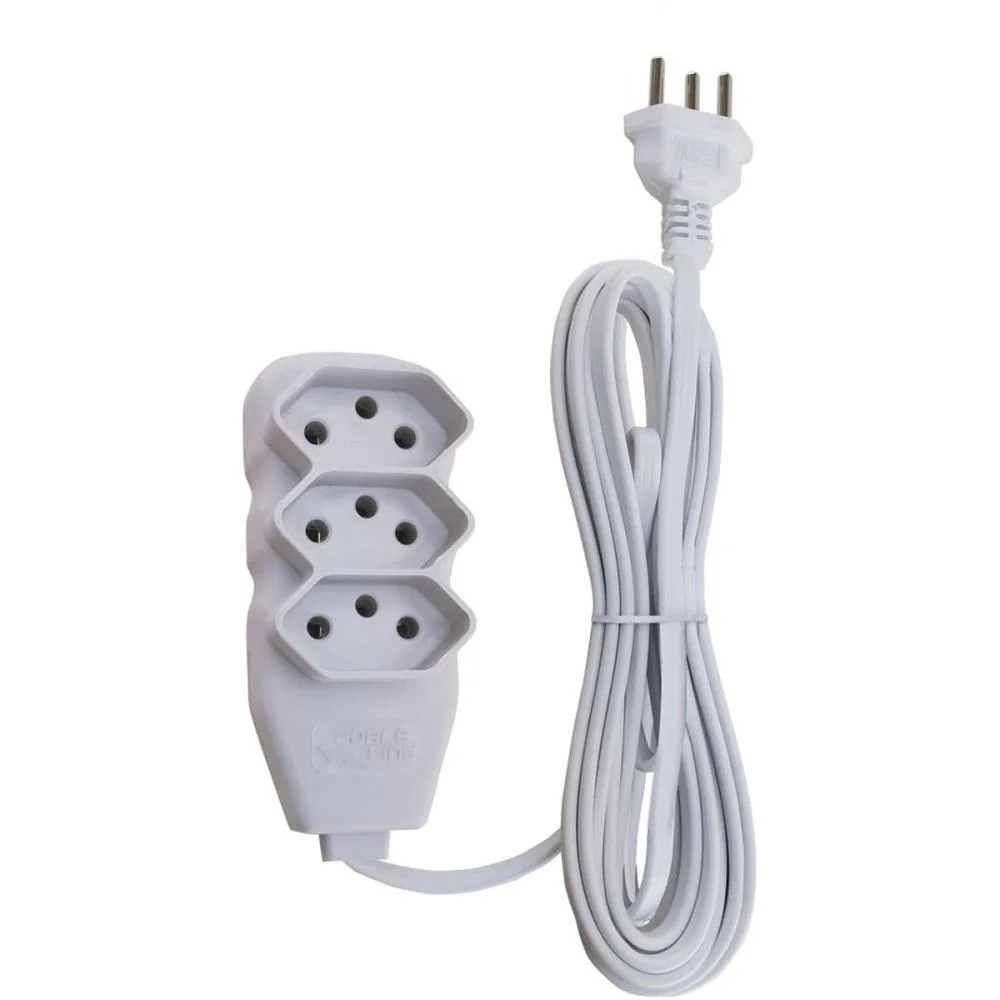 Extensao Eletrica Tripolar 5M 3 Tomadas Slim Br Force Line
