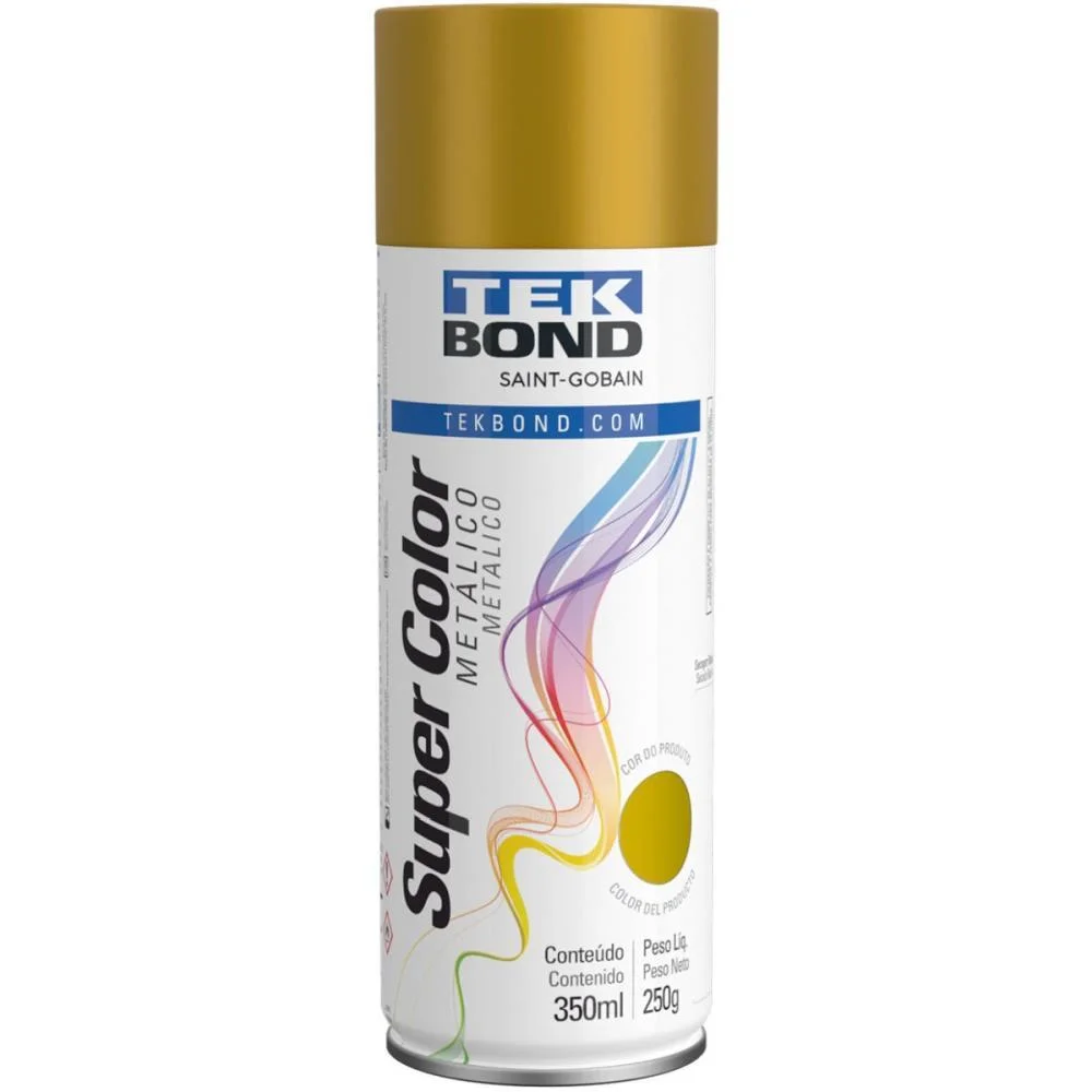 Tinta Spray Metalico Ouro 350Ml/250G Tekbond
